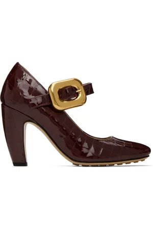 Bottega Veneta Burgundy Mostra Mary-Jane Heels