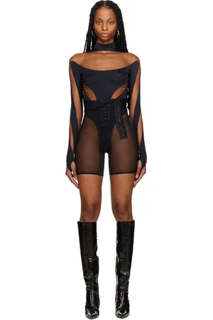 MUGLER Black Lace-Up Shorts