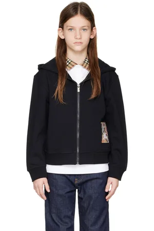 Burberry Kids Check Label Cotton Zip Hoodie