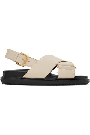Marni Off-White Leather Fussbett Sandals