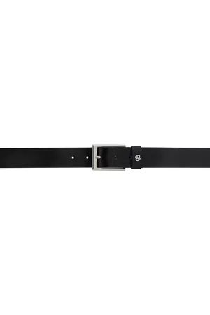 HUGO BOSS Black Leather Double B Monogram Keeper Belt