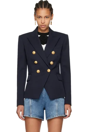 Balmain Navy Double-Breasted Blazer