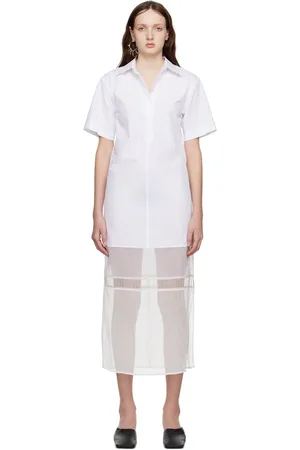Helmut Lang White Combo Shirt Midi Dress