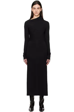 Totême Black Draped Jersey Maxi Dress