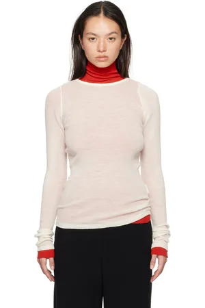 Auralee Off-White Wool Soft Rib Crew Neck Sweater