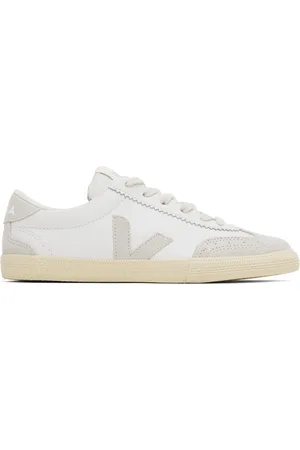Veja White & Gray Volley Leather Sneakers