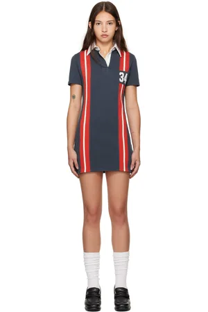 AMBUSH Blue Striped Rugby Shirt Minidress
