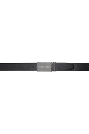 HUGO BOSS Black Interchangeable Buckle Leather Reversible Belt Set