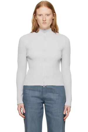 AMOMENTO Gray Ribbed Sweater