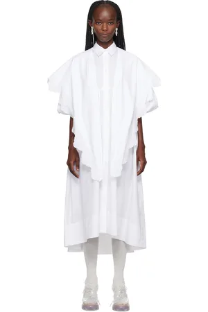Simone Rocha White Puff Sleeves Midi Dress
