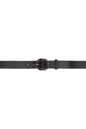 RAG&BONE Black Audrey Tortoiseshell-Buckle Leather Belt