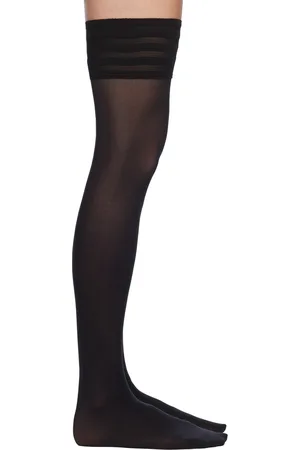 Wolford Black Velvet De Luxe 50 Stay-Up Socks