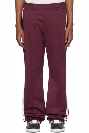 Salvatore Ferragamo Burgundy Contrasting Bands Sweatpants