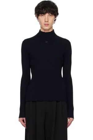 Courrèges Reedition Rib Knit Mock Neck Sweater