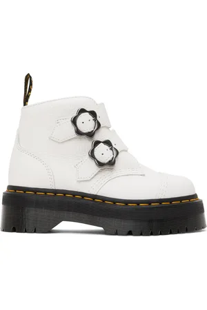 Dr. Martens White Devon Flower Platform Boots