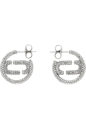Marc Jacobs Silver J Marc Small Crystal Hoop Earrings