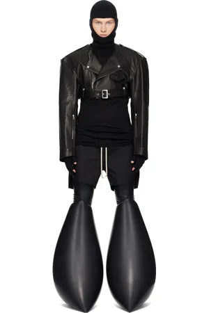 Rick Owens Black Porterville Micro Leather Biker Jacket