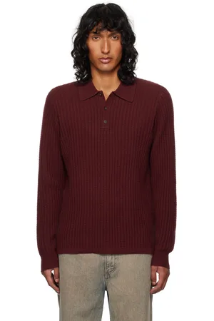 Guest In Residence Burgundy Theo Waffle Polo