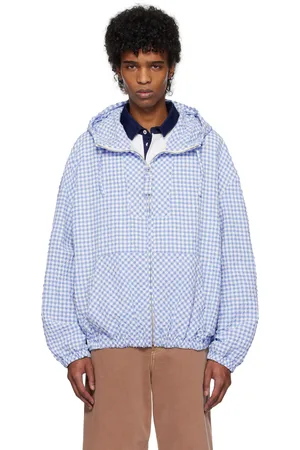 Marni Blue & White Gingham Seersucker Hooded Jacket