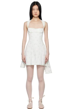 yuhan wang SSENSE Exclusive White Denim Minidress