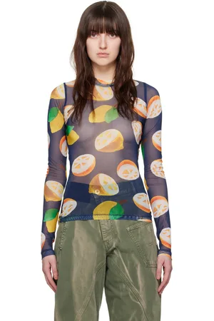 J.W.Anderson Navy Semi-Sheer Long Sleeve T-Shirt