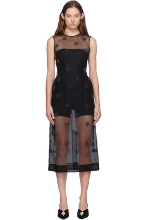 Simone Rocha Black Embellished Sleeveless Midi Dress