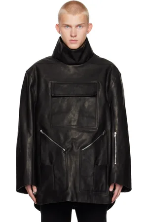 Rick Owens Black Porterville Mountaineering Smock Leather Jacket