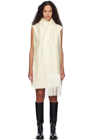 AO Yes Off-White Fringed Scarf Minidress