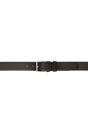 HUGO BOSS Brown Engraved-Logo Buckle Leather Belt