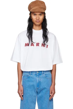 Marni White Printed Wrinkled Logo T-shirt
