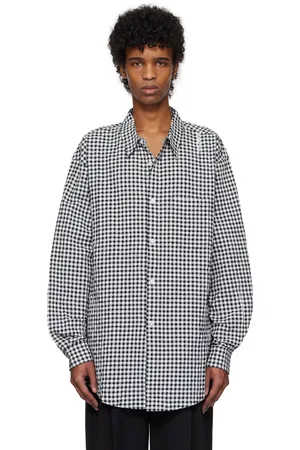 Marni Black & White Gingham Seersucker Long Sleeve Shirt