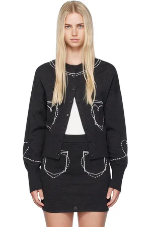 Moschino Gray Heart Pockets Cardigan