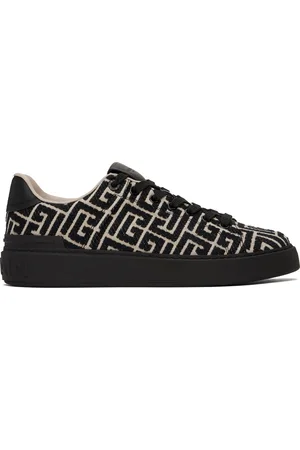 Balmain Black & Off-White B-Court Jacquard Monogram Sneakers