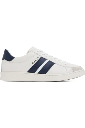 Bally White & Navy Tennis Sneakers