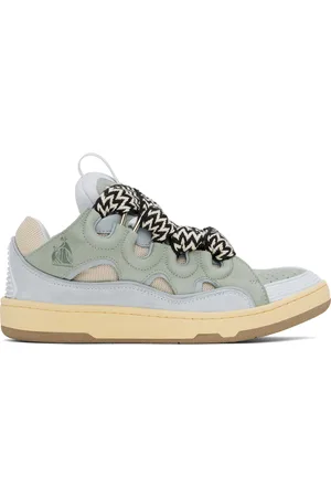 Lanvin Blue & Green Leather Curb Sneakers