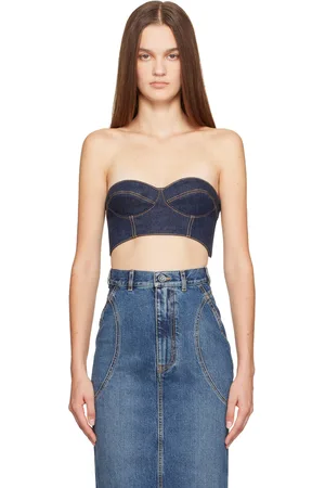 Alaïa Blue Bustier Denim Top