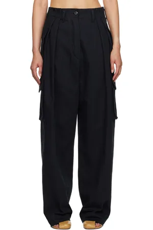 DRIES VAN NOTEN Black Gabardine Cargo Pants