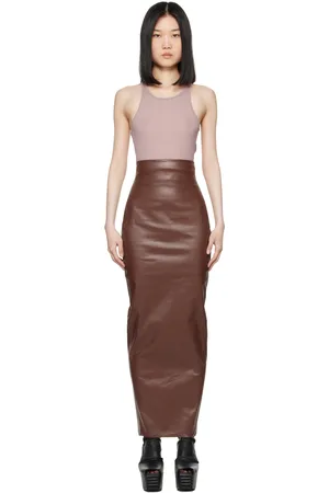 Rick Owens Brown Porterville Dirt Pillar Denim Maxi Skirt
