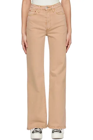 RE/DONE Beige Ultra High-Rise Wide-Leg Jeans