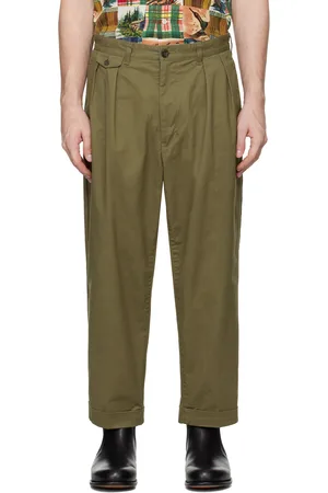 Beams Khaki 2 Pleats Chino Trousers