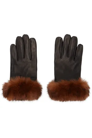 Ernest W. Baker Black Faux-Fur Trimming Gloves