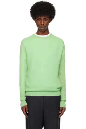 Auralee Green Baby Suri Alpaca Sheer Knit Sweater