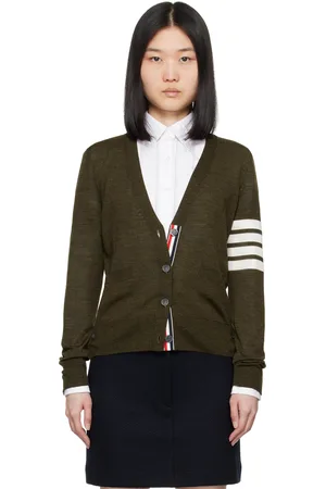Thom Browne Khaki 4-Bar Cardigan
