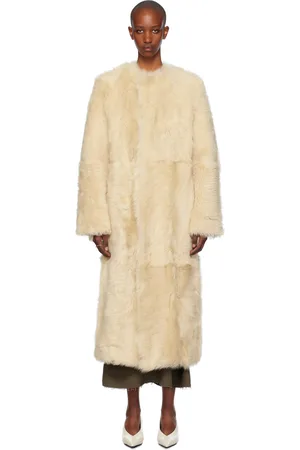 Totême Beige Silky Shearling Coat