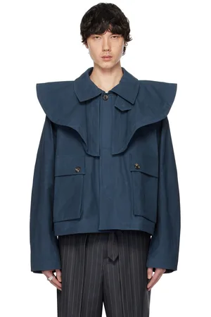 J.W.Anderson Blue Oversized Collar Trench Jacket