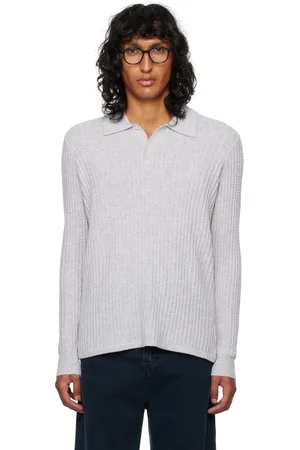 Guest In Residence Gray Theo Waffle Polo