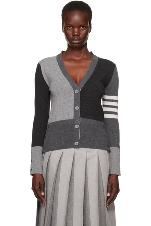 Thom Browne Gray Funmix 4-Bar Classic V-Neck Cardigan