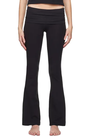 SKIMS Black Cotton Jersey Foldover Lounge Pants