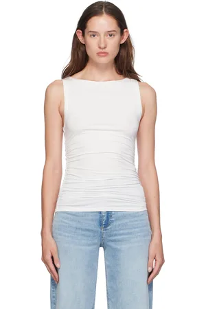 RAG&BONE White Luca Shirred Tank Top