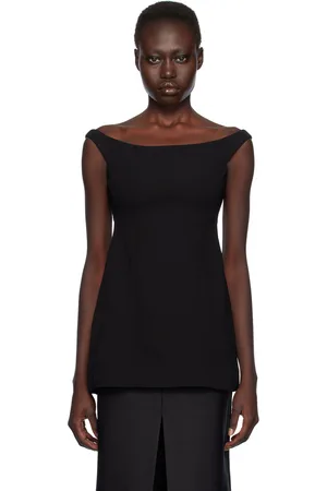 Totême Black Curved Off-Shoulder Top